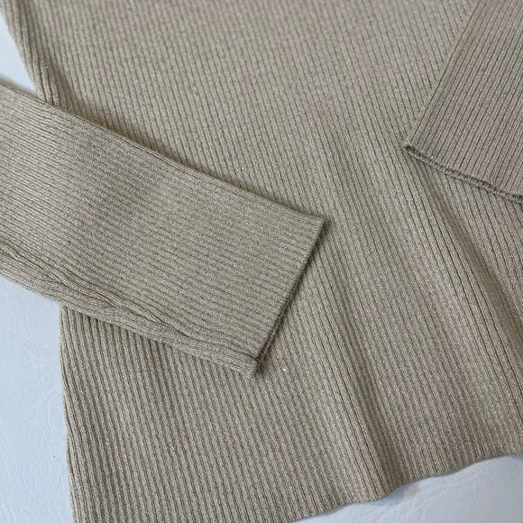 INTEMPO Cold Shoulder, Long Sleeve, Turtleneck Champagne Sweater. Medium New - Picture 11 of 13